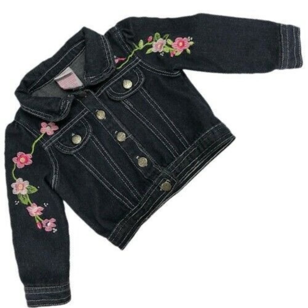 Nannette Kids flower embellished denim jean jacket
